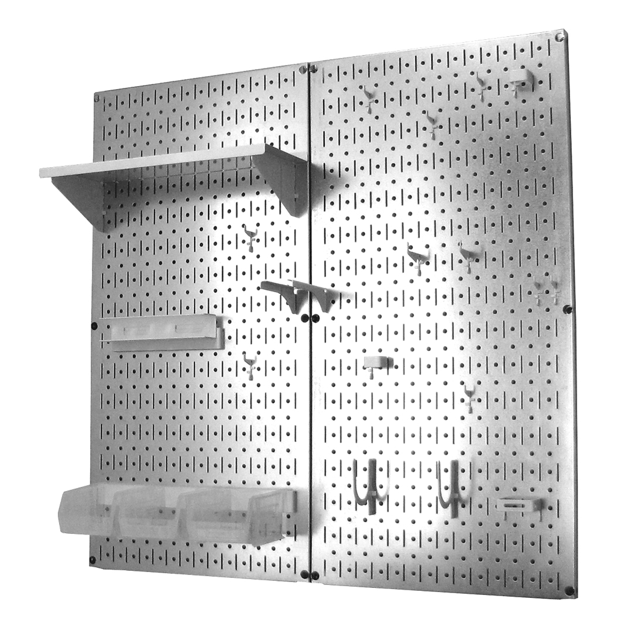 Wall Control Industrial Steel Pegboard Utility Tool Storage Kit — Galvanized Steel, White Accessories, Model# 35IWGL-200-GVW